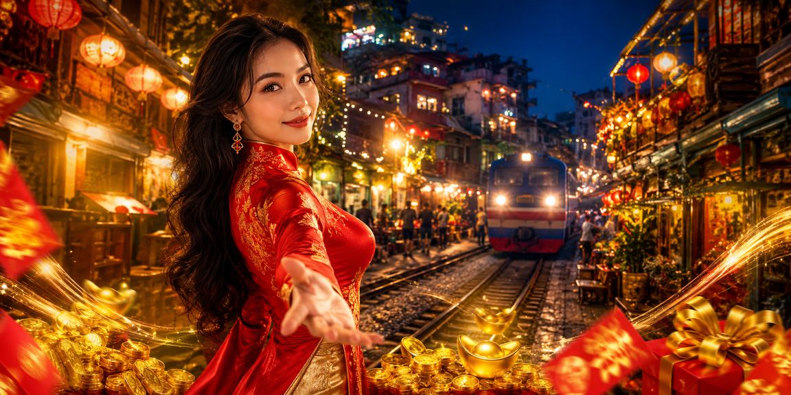 Người phụ nữ mặc áo dài Hà Nội tham gia trò chơi casino trực tuyến và đặt cược