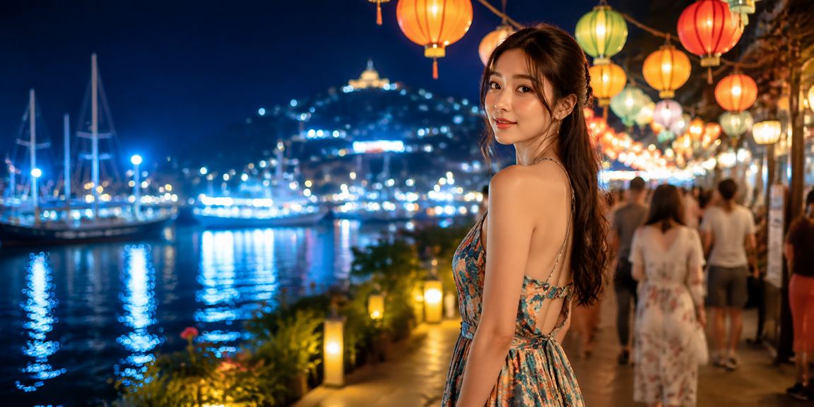 Người dùng Nha Trang tra kết quả xổ số tại chợ đêm dưới ánh đèn đường