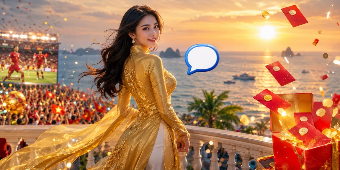 Phụ nữ mặc áo dài tại Sapa đang xem kết quả xổ số và nhận thưởng bao lì xì